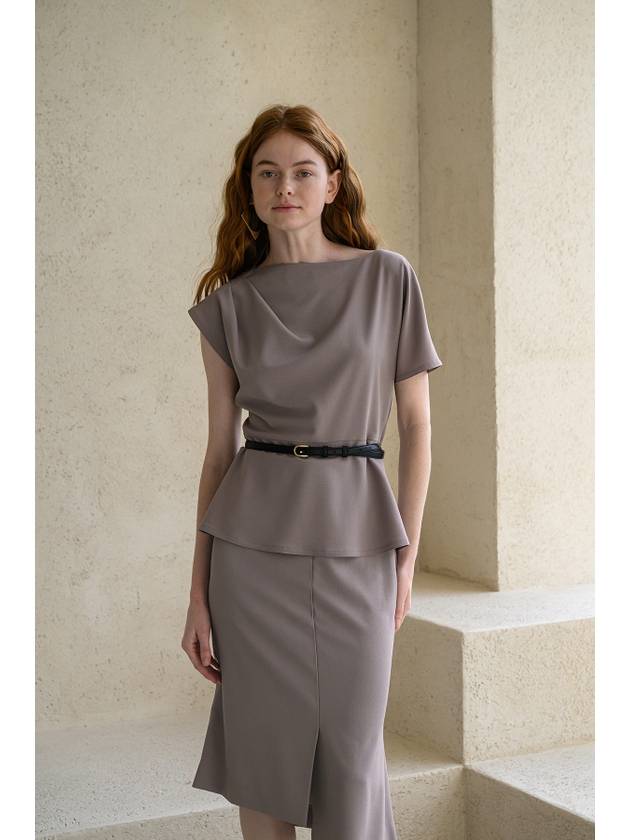 Caisienne unbalanced drape blouse_taupe gray - CAHIERS - BALAAN 2