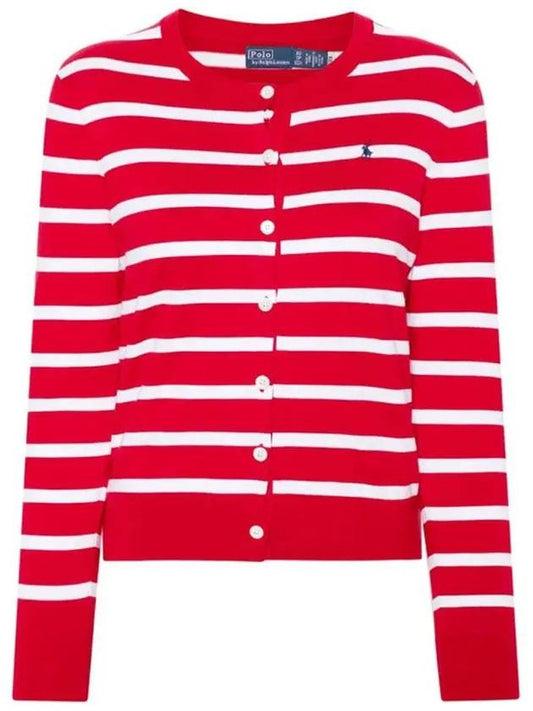 24SS Polo Women's Pony Logo Embroidered Striped Cardigan 211891885003 - RALPH LAUREN - BALAAN 1