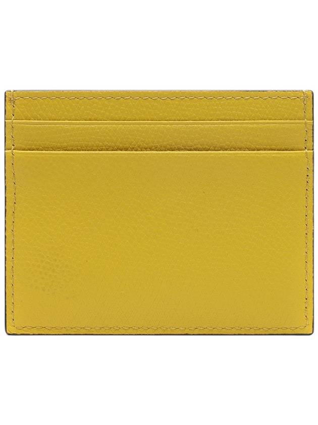 V Logo Signature Grainy Calfskin Card Wallet Yellow - VALENTINO - BALAAN 5