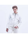 Women's Non-fade Roll-up Denim Jacket White - MOTH - BALAAN 2