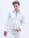 Women's Non-fade Roll-up Denim Jacket White - MOTH - BALAAN 2