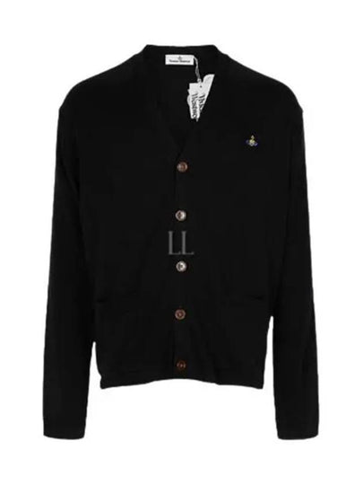 V Neck Cotton Cardigan Black - VIVIENNE WESTWOOD - BALAAN 2