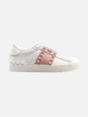 Women's Rockstud Low Top Sneakers White Pink - VALENTINO - BALAAN 1