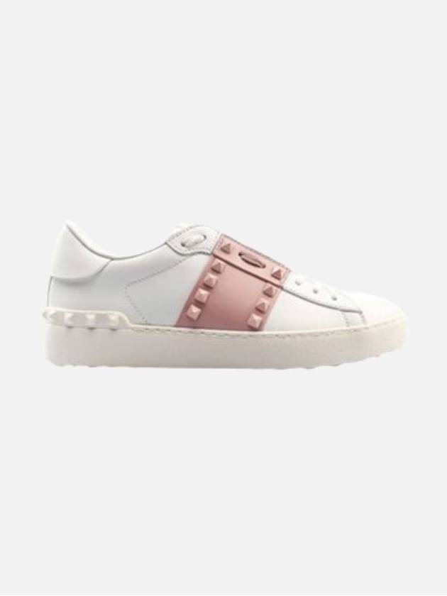 Women's Rockstud Low Top Sneakers White Pink - VALENTINO - BALAAN 1