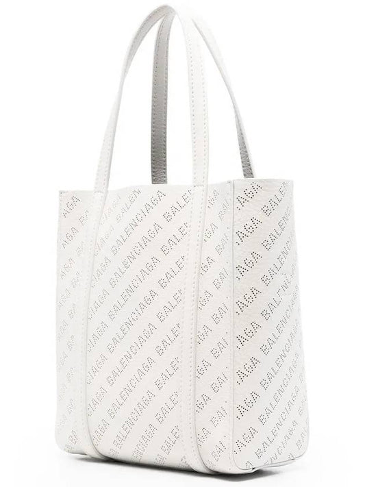 Everyday All Over Logo Leather Tote Back White - BALENCIAGA - BALAAN 2