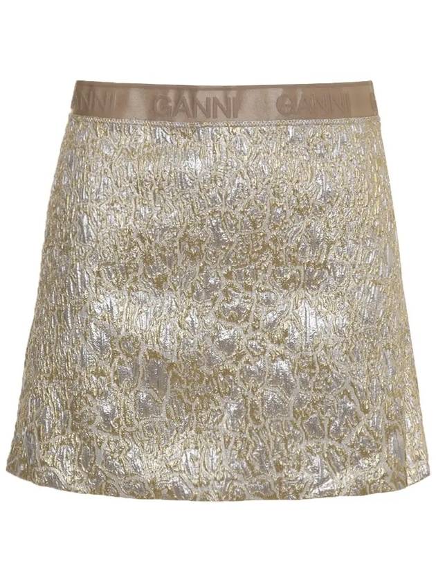 W0038 012 Metallic Gold and Silver Mini Skirt - GANNI - BALAAN 2