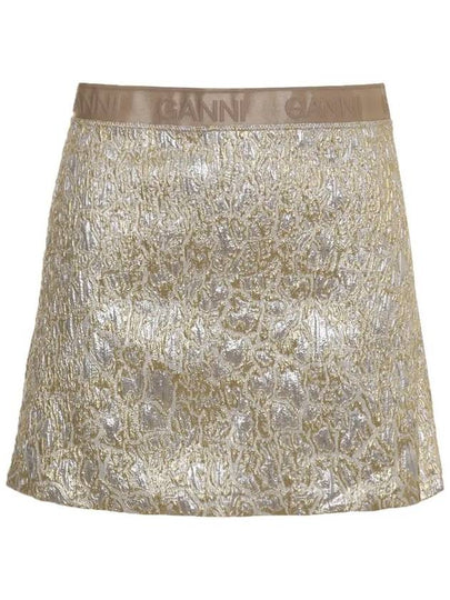 W0038 012 Metallic Gold and Silver Mini Skirt - GANNI - BALAAN 2