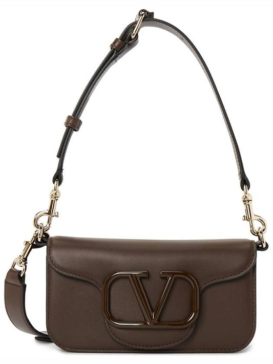 V Logo Signature Leather Shoulder Bag Brown - VALENTINO - BALAAN 2