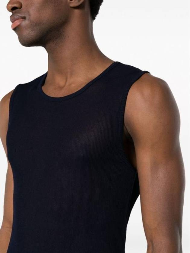 Ride Ribbed Long Tank Sleeveless Navy - AMI - BALAAN 6