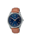 Number Dial Waterproof Leather Watch Blue Brown - CASIO - BALAAN 1