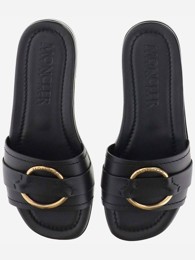 Bell Leather Slippers Black - MONCLER - BALAAN 4