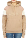 logo embroidered hood beige - SAINT LAURENT - BALAAN.