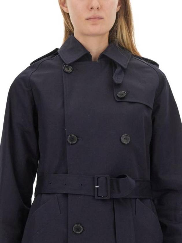 Greta Double Breasted Cotton Trench Coat Navy - A.P.C. - BALAAN 5