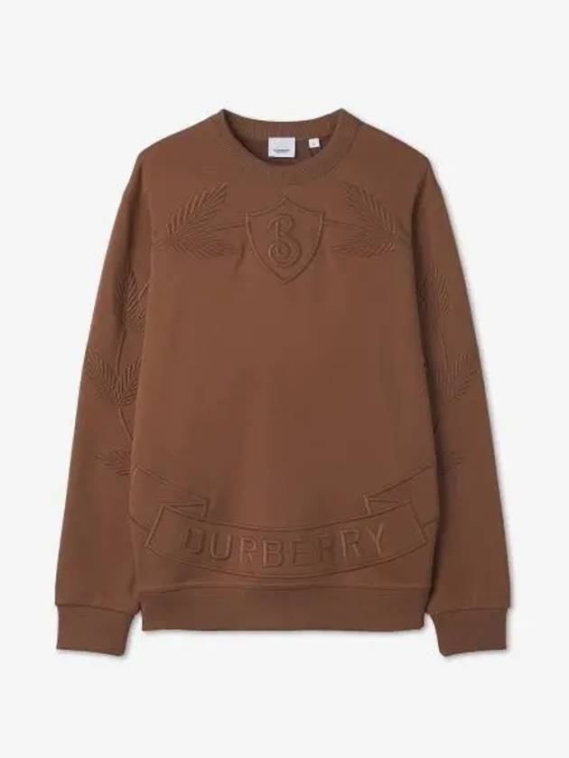 Embroidered Logo Cotton Sweatshirt Dark Birch Brown - BURBERRY - BALAAN 2