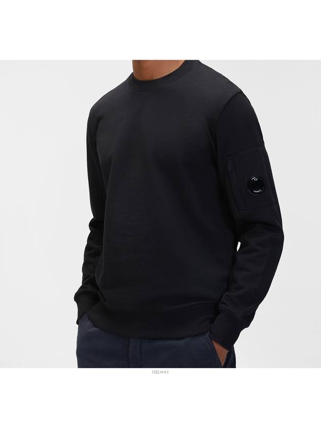 Men's Lens Waffen Daigonal Fleece Sweatshirt Black - CP COMPANY - BALAAN 3