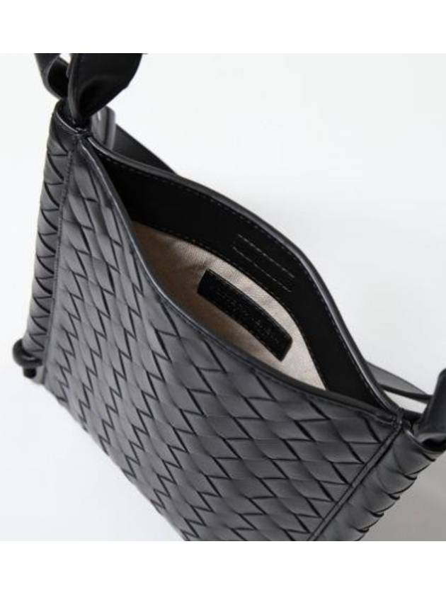 Intrecciato Flat Loop Small Cross Bag Black - BOTTEGA VENETA - BALAAN 4