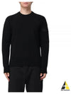 Merino Wool Crew Neck Knit Top Black - CP COMPANY - BALAAN 2