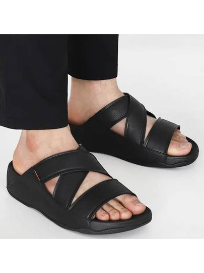 Peep Toe Cross Strap Comfort Slippers Black - FITFLOP - BALAAN 2