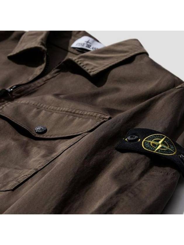 Organic Stretch Cotton Satin Long Sleeve Shirt Brown - STONE ISLAND - BALAAN 4