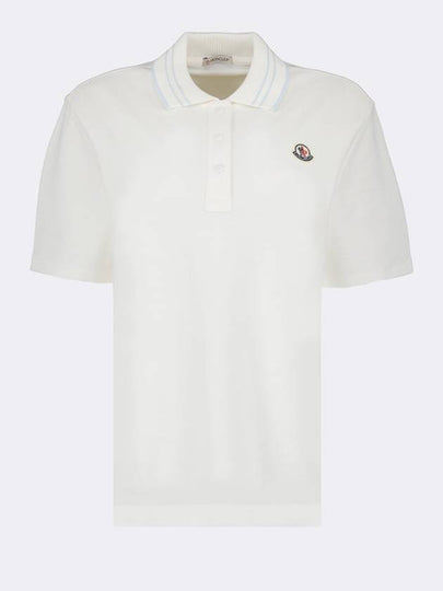 Logo Patch Short Sleeve Polo Shirt White - MONCLER - BALAAN 2