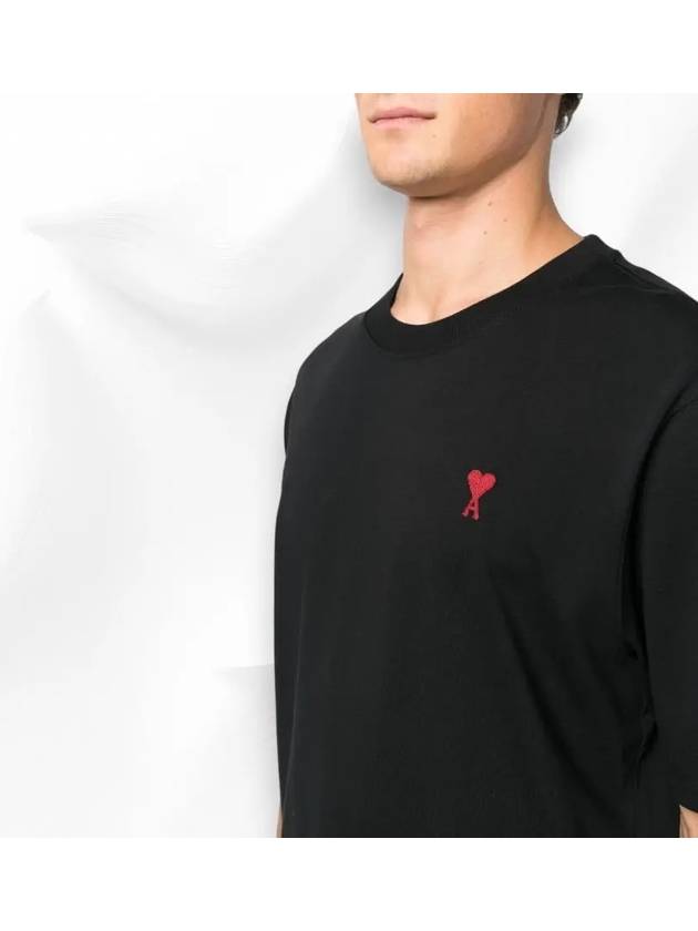 Small Heart Logo Boxy Fit Short Sleeve T-Shirt Black - AMI - BALAAN 4