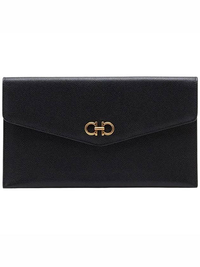 Gancini Gold Leather Clutch Bag Black - SALVATORE FERRAGAMO - BALAAN 2