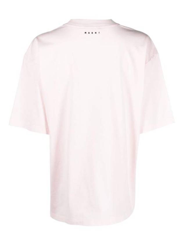 Women's Slogan Print Short Sleeve T-Shirt Light Pink - MARNI - BALAAN 3