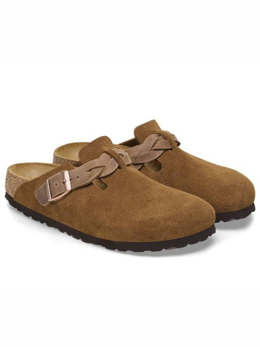 Round Toe Buckle Detail Suede Mule Brown - BIRKENSTOCK - BALAAN 2