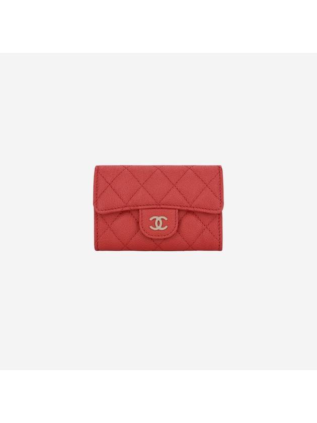 Classic Card Holder Grained Calfskin Gold Metal Red - CHANEL - BALAAN 1