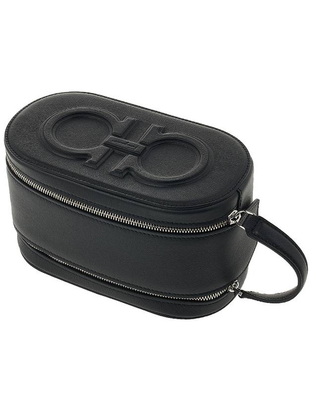 Double Gancini Pouch Bag Black - SALVATORE FERRAGAMO - BALAAN 5