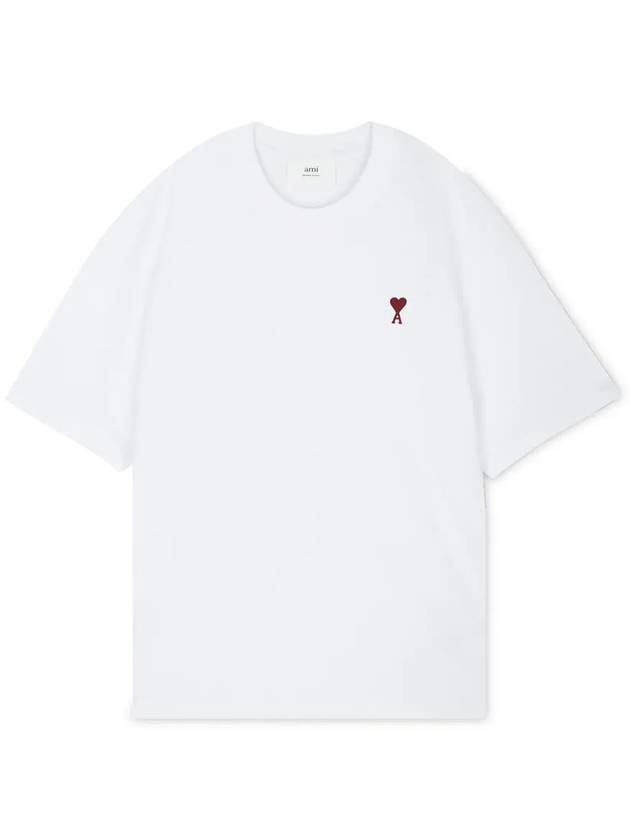 Small Heart Logo Boxy Fit Short Sleeve T-Shirt White - AMI - BALAAN 4