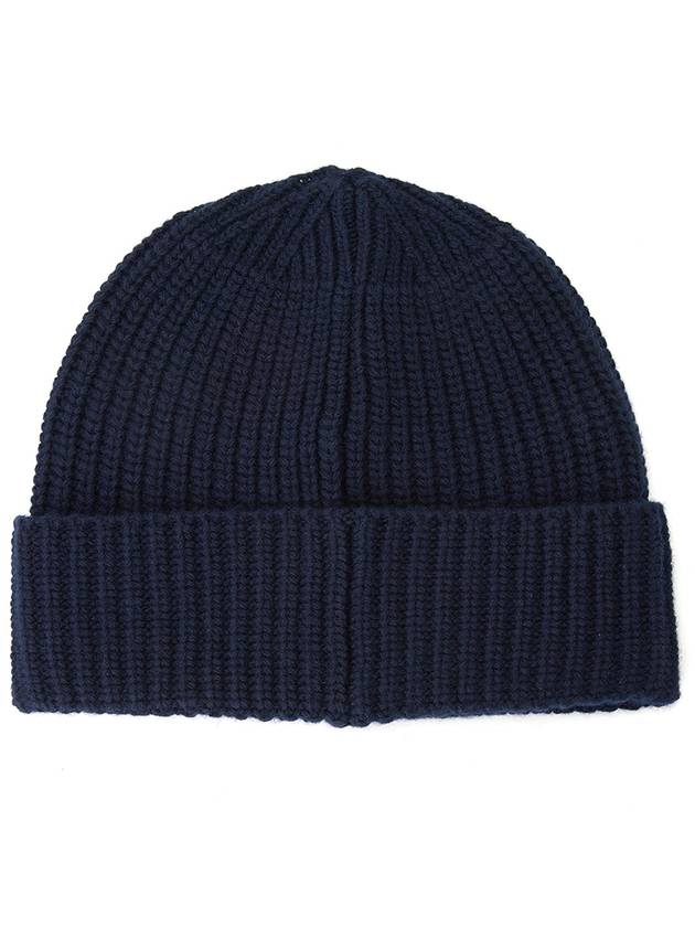 Logo Knit Beanie Navy - STONE ISLAND - BALAAN 3