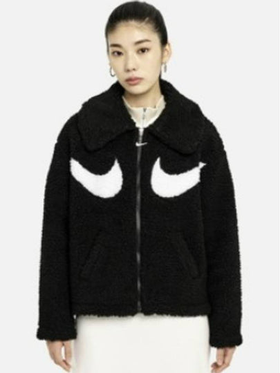 Swoosh Sherpa Full Zip Jacket Black - NIKE - BALAAN 2