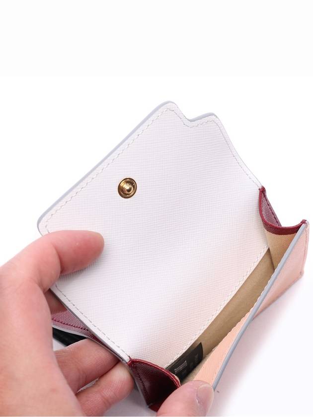 Saffiano Color Block Tri-Fold Half Wallet White - MARNI - BALAAN 7