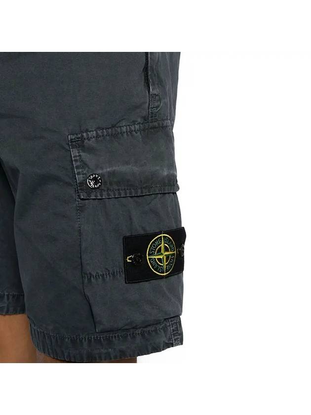 Logo Cotton Slim Cargo Shorts Charcoal - STONE ISLAND - BALAAN 3