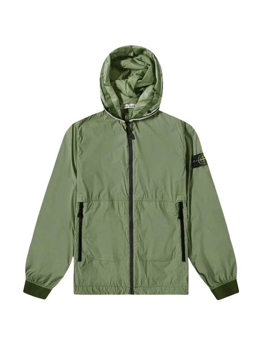 Wappen Patch Skin Touch Nylon Hoodie Jacket Green - STONE ISLAND - BALAAN.