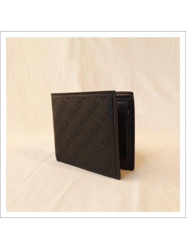 Logo Perforated Square Bicycle Wallet Black - BALENCIAGA - BALAAN.