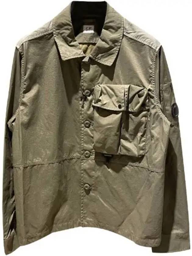 Men's Lens Wappen Tyrone Overfit Long Sleeve Shirt Jacket Khaki - CP COMPANY - BALAAN 2