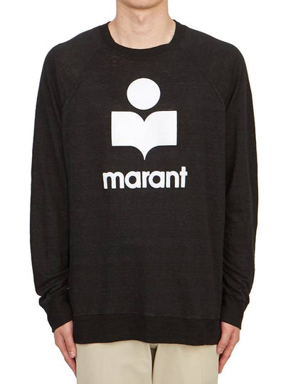 Kieffer Logo Print Linen Long Sleeve T-Shirt Black - ISABEL MARANT - BALAAN 2