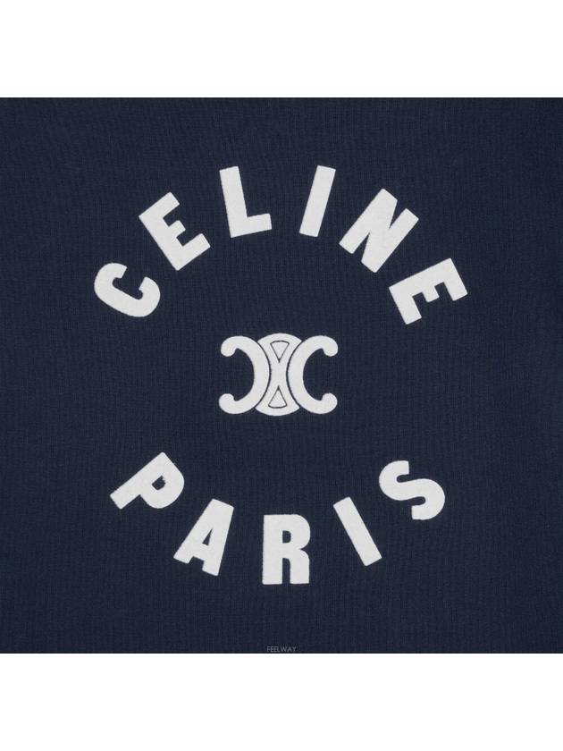 Flocking Logo Cotton Short Sleeve T-Shirt Navy - CELINE - BALAAN 5