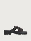 Gancini Buckle Sandals Black - SALVATORE FERRAGAMO - BALAAN 4