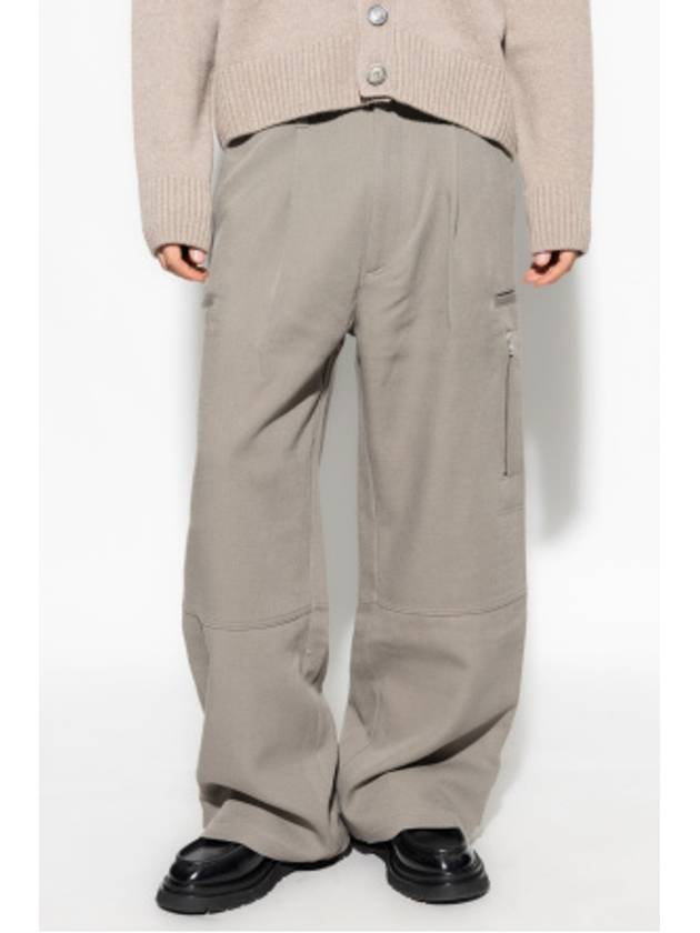 Virgin Wool Wide Pants Dove Grey - AMI - BALAAN 4