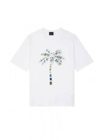 Palm Tree Print Short Sleeve T-Shirt White - PAUL SMITH - BALAAN 1