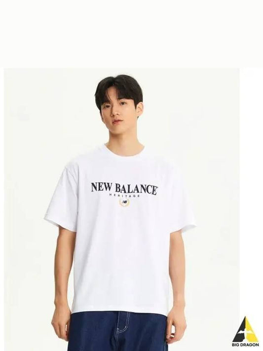 NBNEE31123 UNI heritage lettering logo short sleeve t shirt white - NEW BALANCE - BALAAN 1