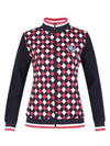 Women s Argyle Pattern Full Zip Up Jumper JB4A843W - LUX GOLF - BALAAN 3