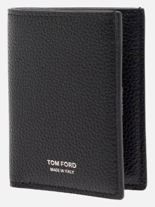 Men's Logo Pebble Leather T-Line Card Wallet Black - TOM FORD - BALAAN 2