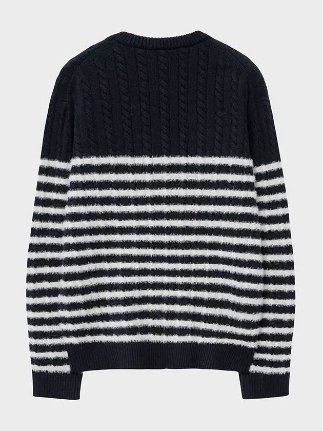 Cable half stripe knit black - NOIRER - BALAAN 4