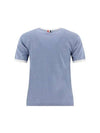 Women's Melange Jersey Ringer Short Sleeve T-Shirt Light Blue - THOM BROWNE - BALAAN 3