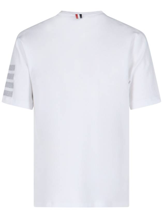 4-Bar Striped Cotton Short Sleeve T-Shirt White - THOM BROWNE - BALAAN 3