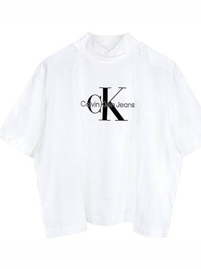 Monologo High Neck Short Sleeve T-Shirt White - CALVIN KLEIN - BALAAN 2